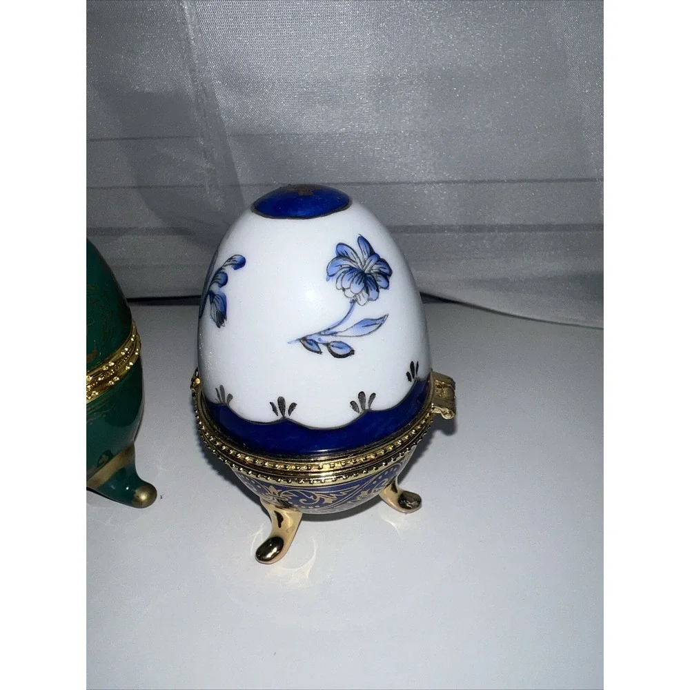 Trinket Boxes-EGG CHINA TRINKET BOXES-SET OF 2